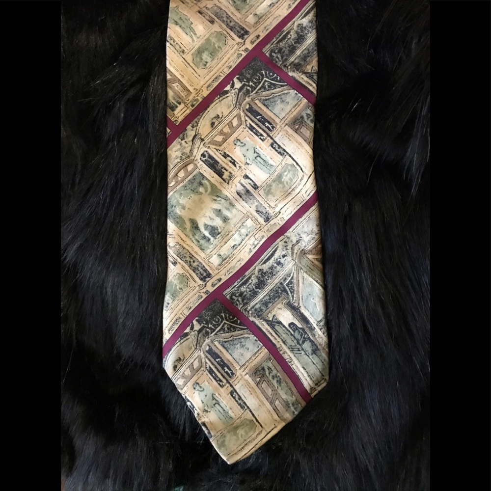 Vintage Structure Silk Mosaic sculpture print tie.
